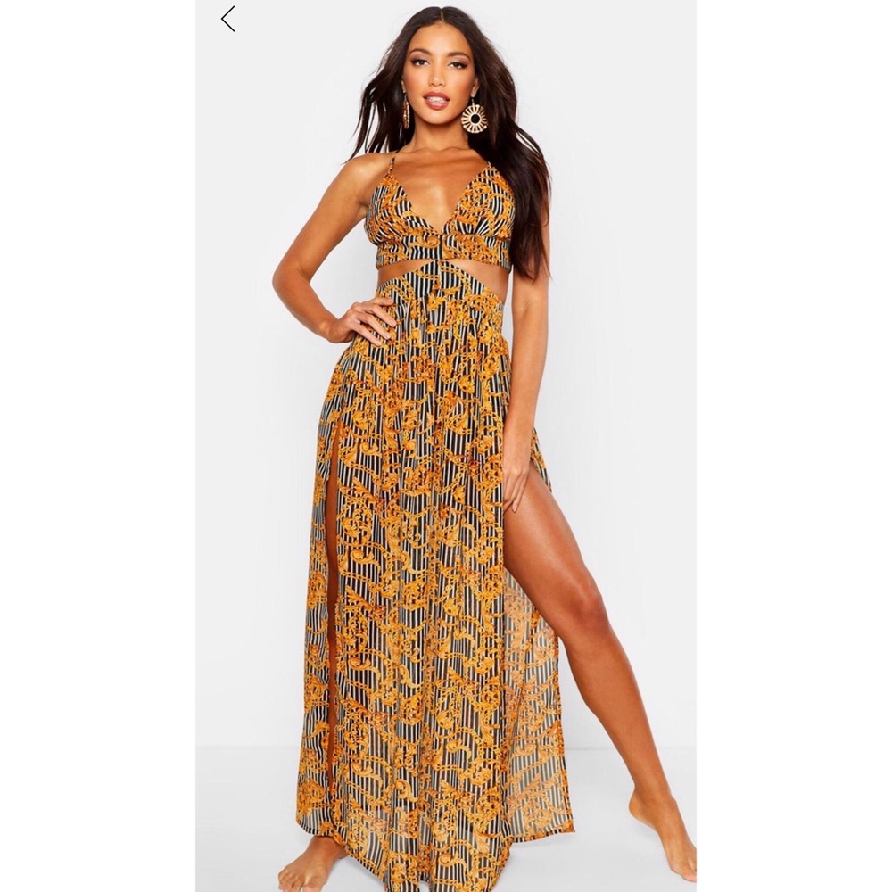 Chain Pattern Beach Maxi Dress